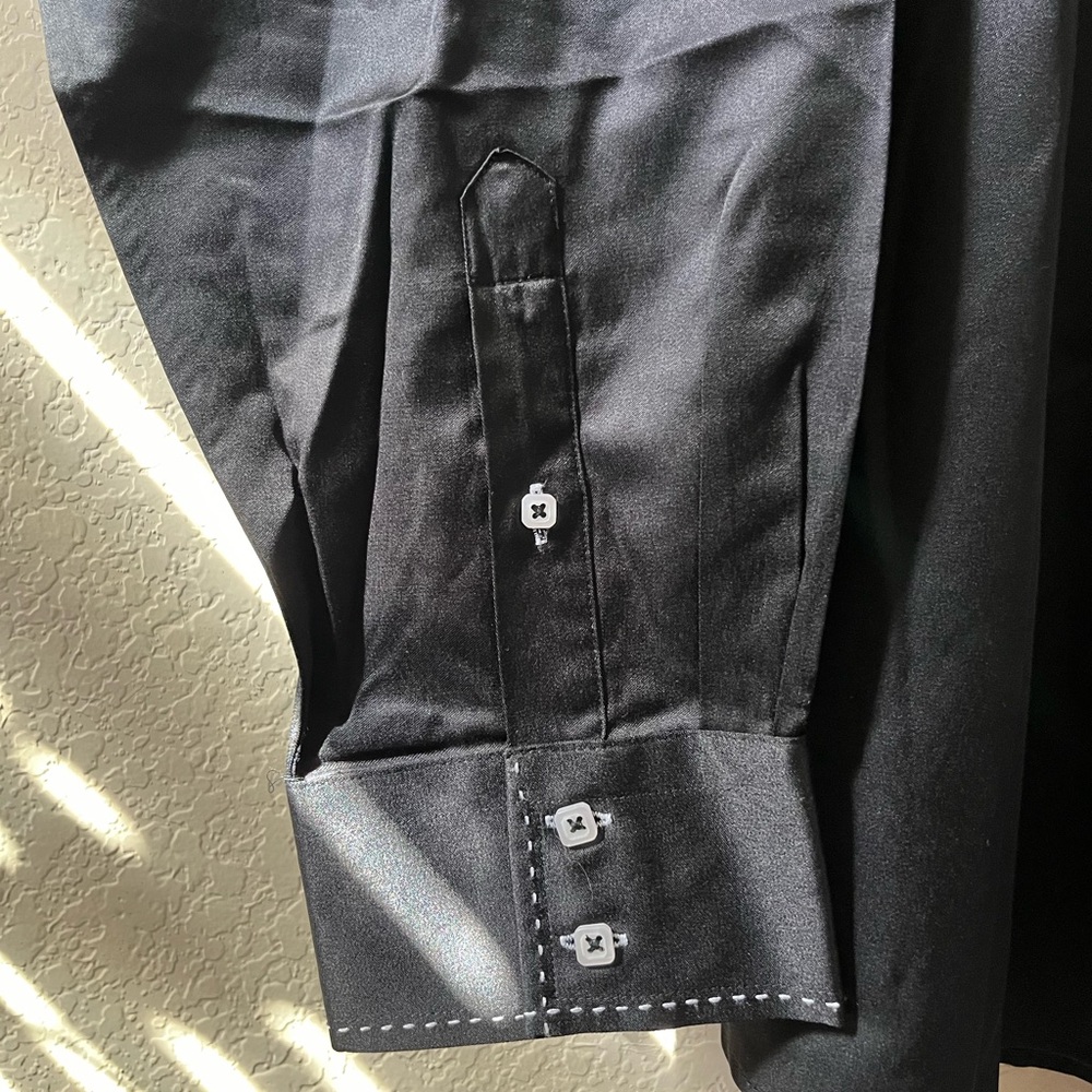 International Report Mens Black Dress Shirt Striped Contrast Collar & Cuffs, 3XL - Picture 4 of 6